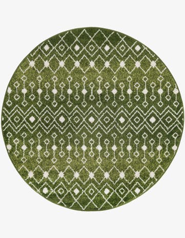 Green Moroccan Trellis Round Rug