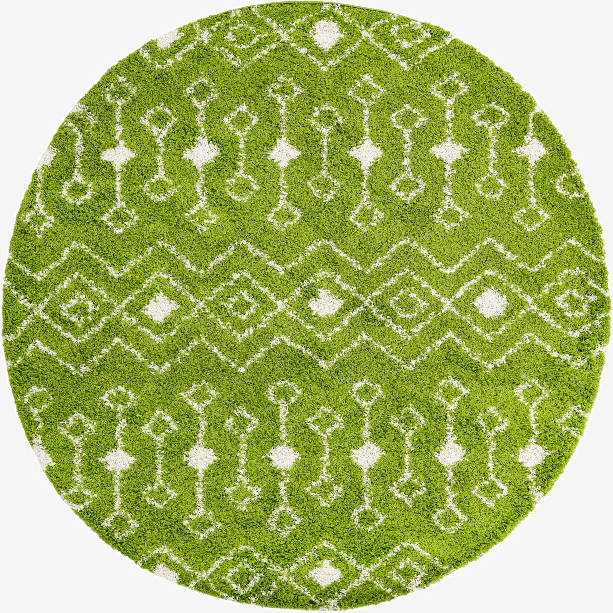 7' 10 x 7' 10 Moroccan Trellis Shag Round Rug