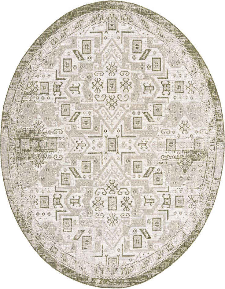Detail image of 10' x 10' Easy-Clean Aztec Indoor / Outdoor Round Rug