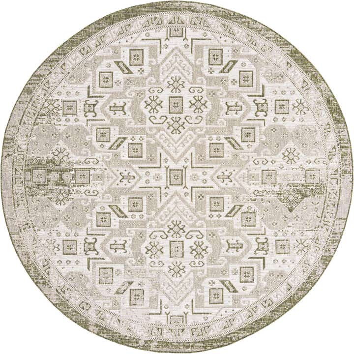 10' x 10' Easy-Clean Aztec Indoor / Outdoor Round Rug