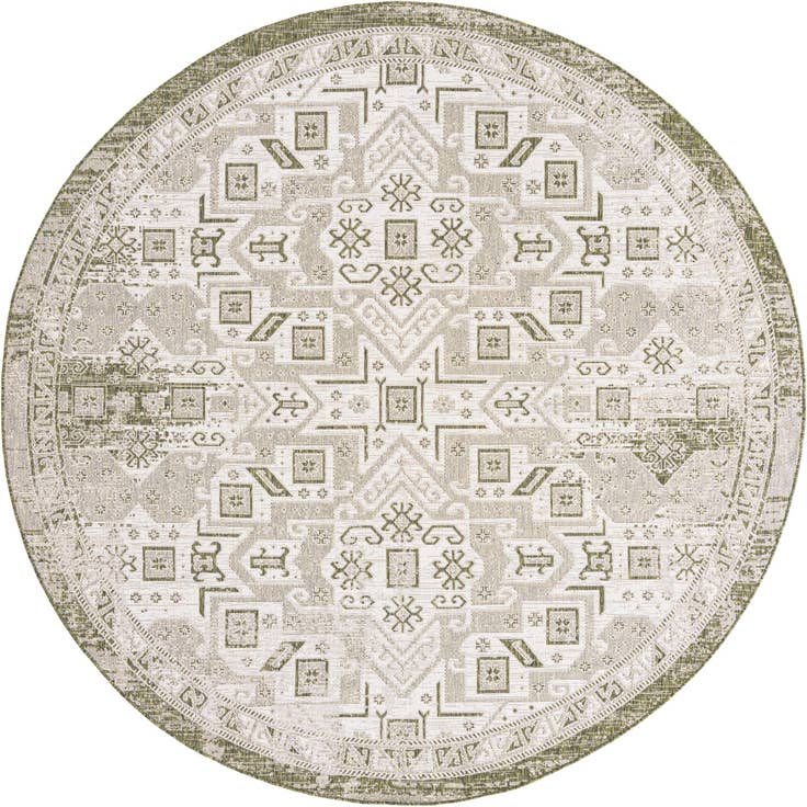 Detail image of 10' x 10' Easy-Clean Aztec Indoor / Outdoor Round Rug