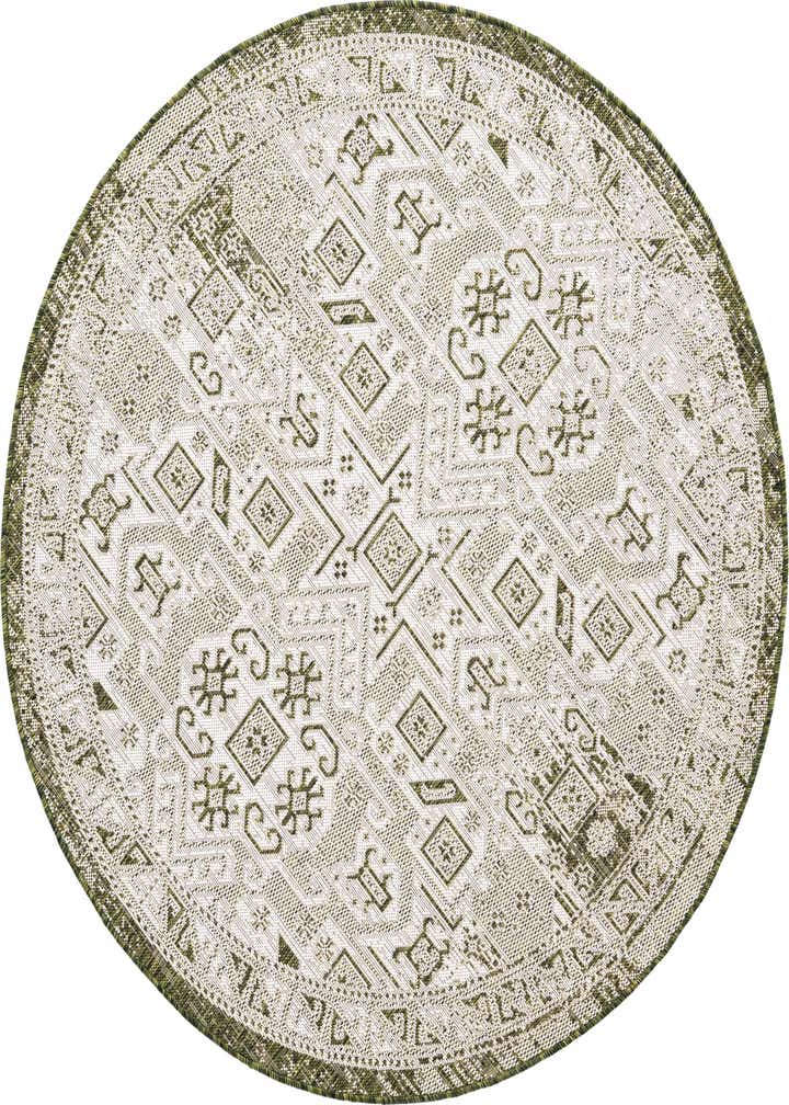 5' 3 x 5' 3 Easy-Clean Aztec Indoor / Outdoor Round Rug