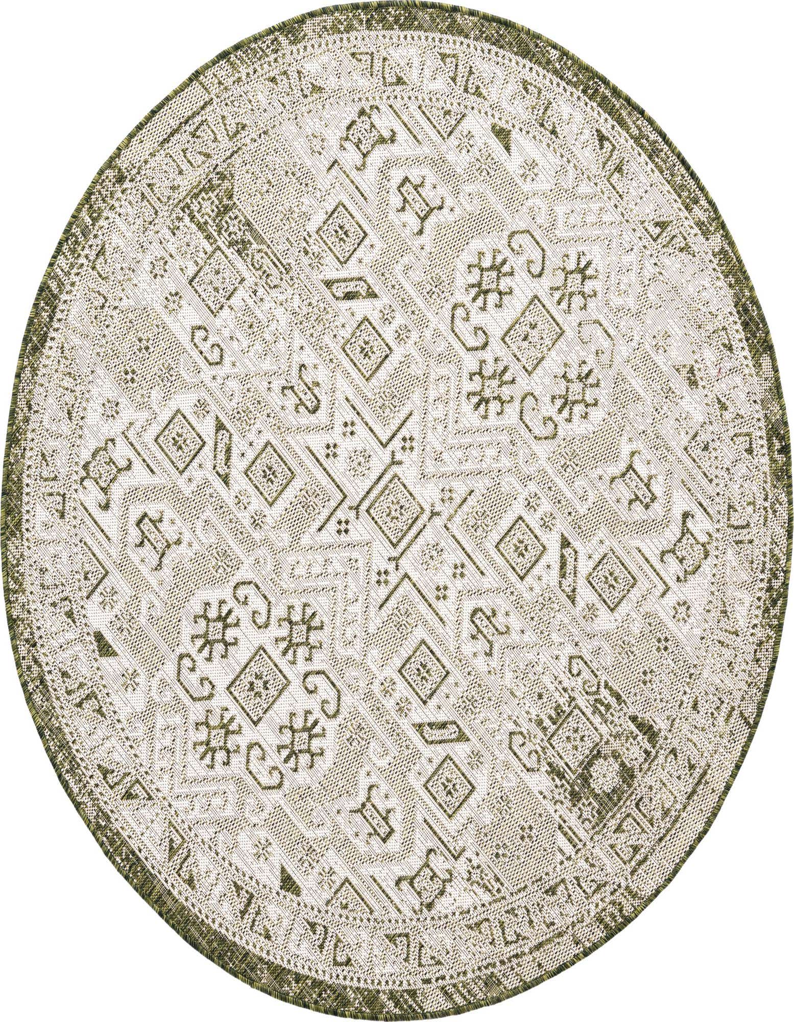 5' 3 x 5' 3 Easy-Clean Aztec Indoor / Outdoor Round Rug