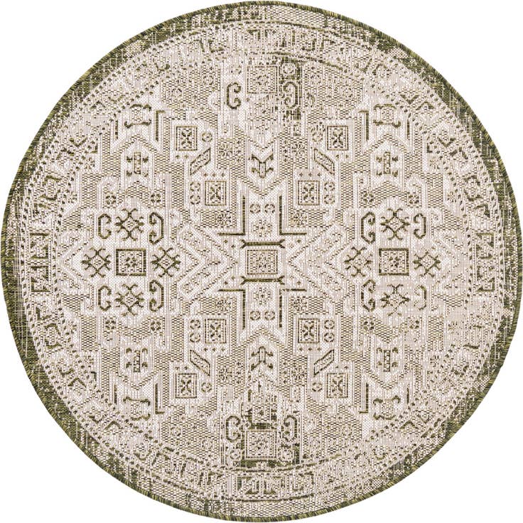 Detail image of 4' x 4' Easy-Clean Aztec Indoor / Outdoor Round Rug
