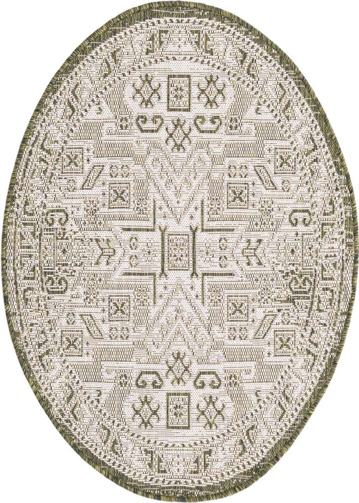 3' x 3' Easy-Clean Aztec Indoor / Outdoor Round Rug