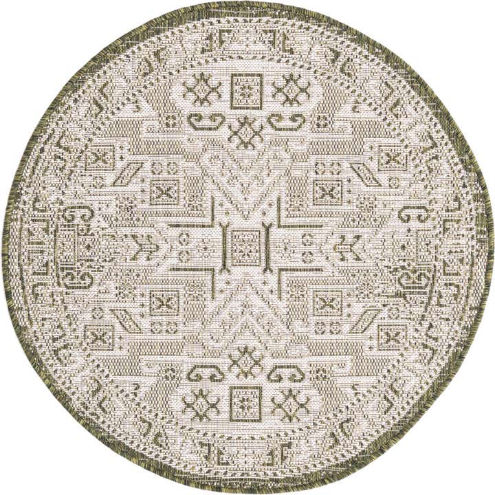 3' x 3' Easy-Clean Aztec Indoor / Outdoor Round Rug