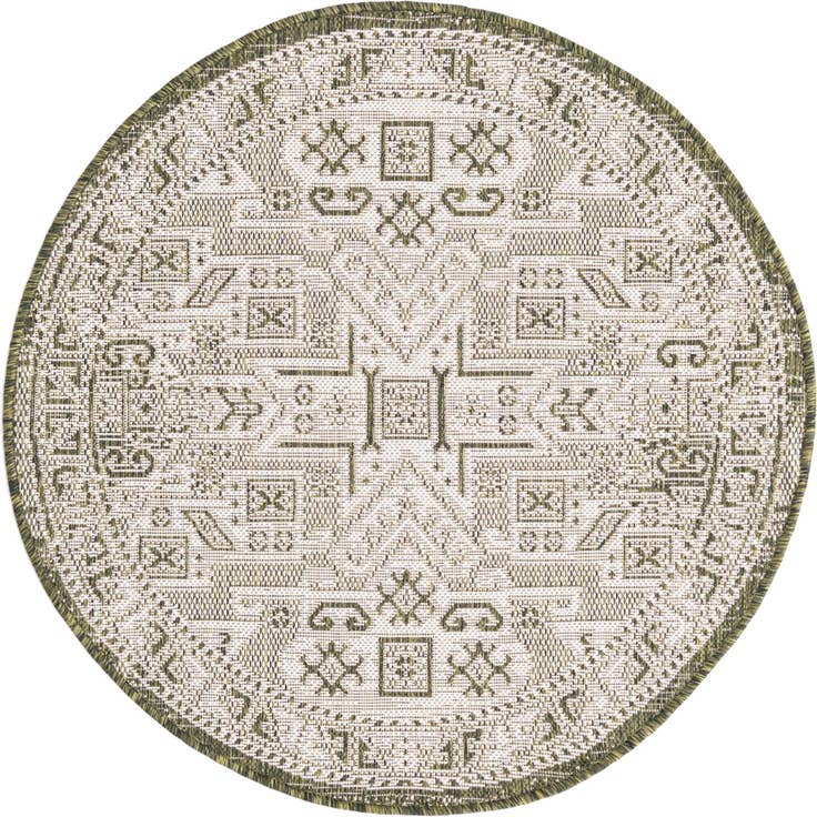 Detail image of 3' x 3' Easy-Clean Aztec Indoor / Outdoor Round Rug