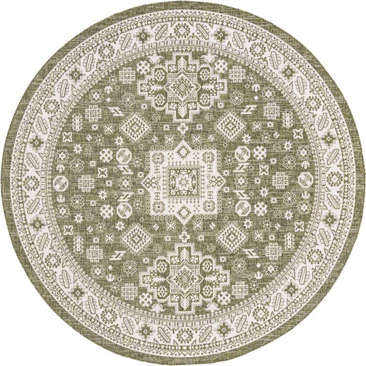 10' x 10' Easy-Clean Aztec Indoor / Outdoor Round Rug