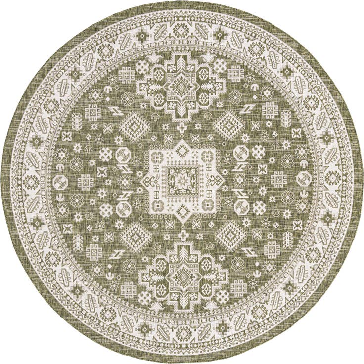 Detail image of 10' x 10' Easy-Clean Aztec Indoor / Outdoor Round Rug