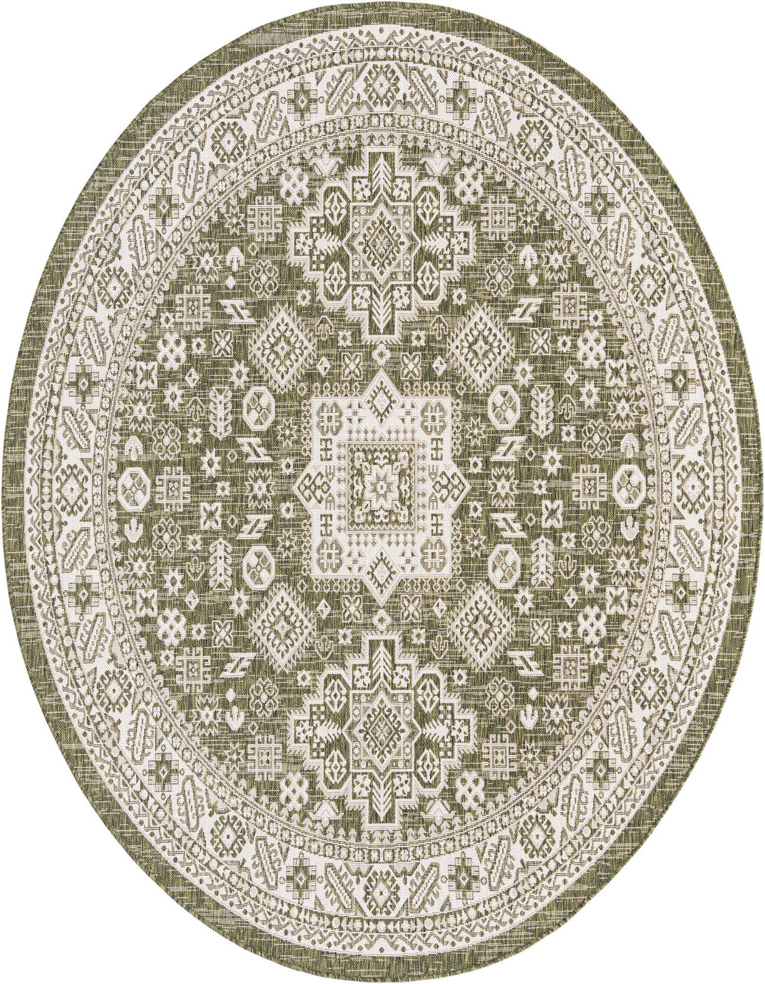 7' 10 x 7' 10 Easy-Clean Aztec Indoor / Outdoor Round Rug