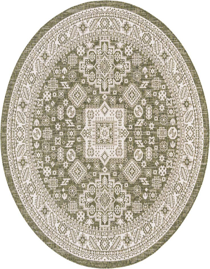 Detail image of 7' 10 x 7' 10 Easy-Clean Aztec Indoor / Outdoor Round Rug