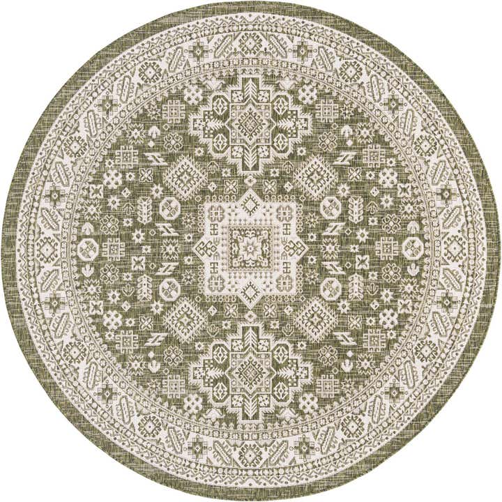 7' 10 x 7' 10 Easy-Clean Aztec Indoor / Outdoor Round Rug