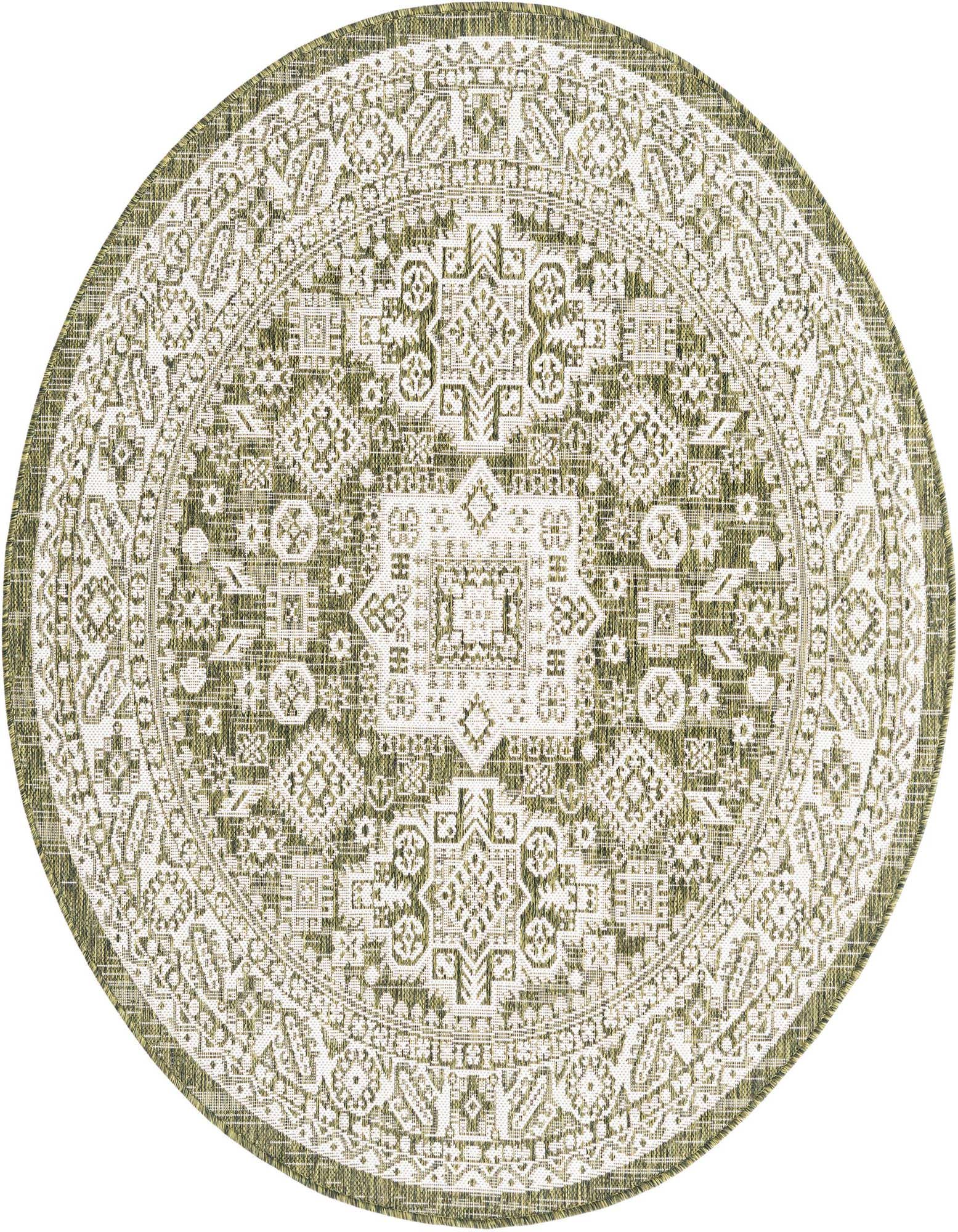 5' 3 x 5' 3 Easy-Clean Aztec Indoor / Outdoor Round Rug