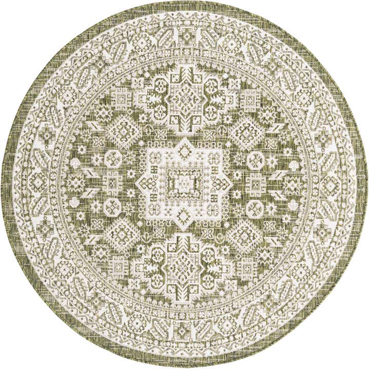 5' 3 x 5' 3 Easy-Clean Aztec Indoor / Outdoor Round Rug