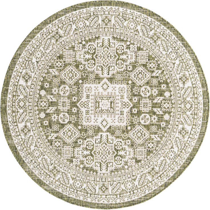 Detail image of 5' 3 x 5' 3 Easy-Clean Aztec Indoor / Outdoor Round Rug