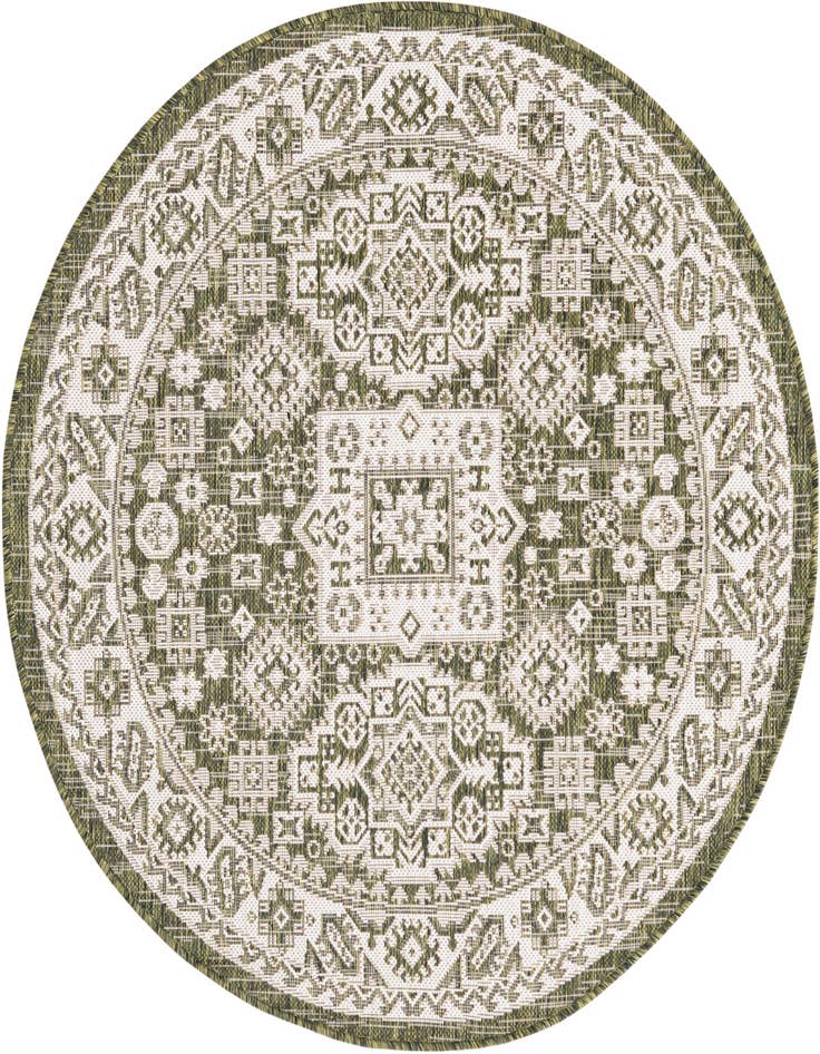 Detail image of 4' x 4' Easy-Clean Aztec Indoor / Outdoor Round Rug
