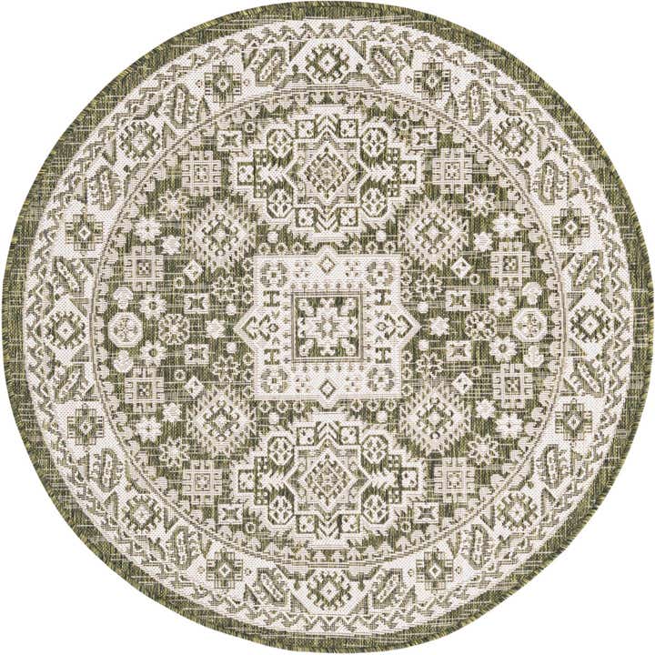 4' x 4' Easy-Clean Aztec Indoor / Outdoor Round Rug