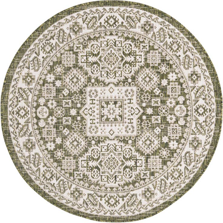 Detail image of 4' x 4' Easy-Clean Aztec Indoor / Outdoor Round Rug
