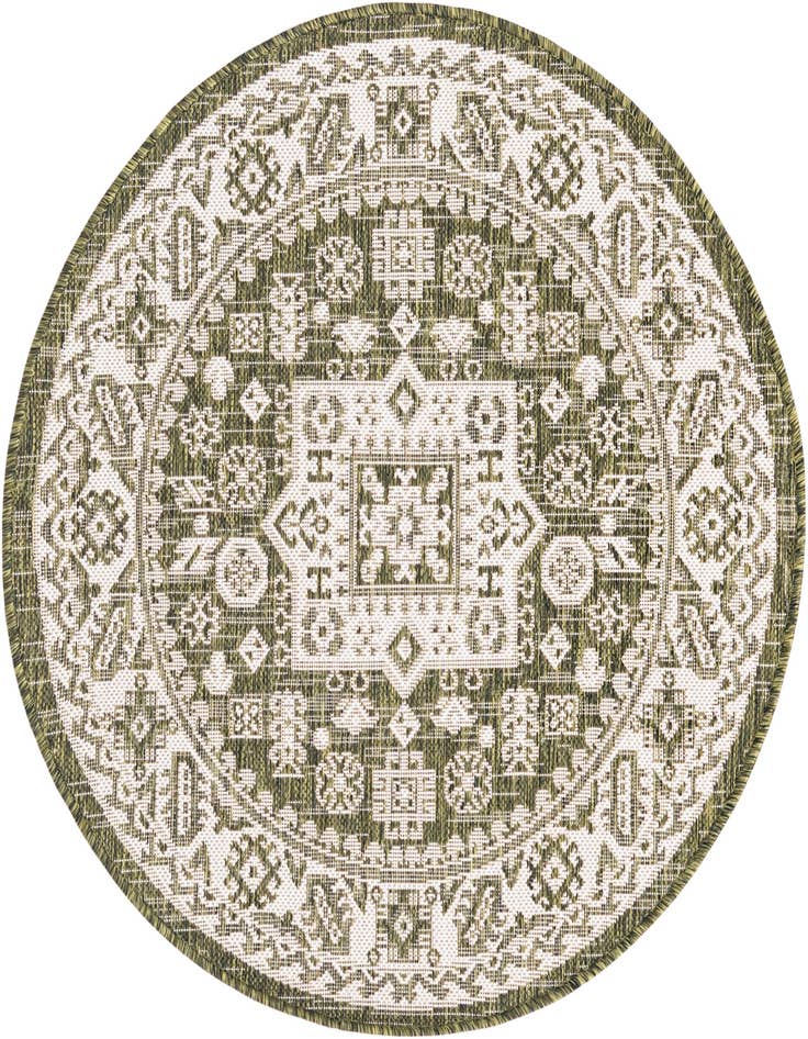 Detail image of 3' x 3' Easy-Clean Aztec Indoor / Outdoor Round Rug