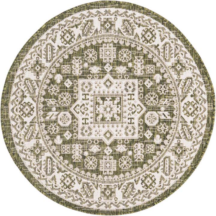 3' x 3' Easy-Clean Aztec Indoor / Outdoor Round Rug