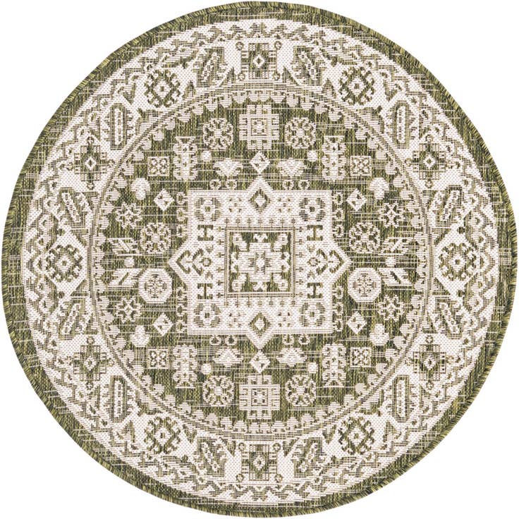 Detail image of 3' x 3' Easy-Clean Aztec Indoor / Outdoor Round Rug
