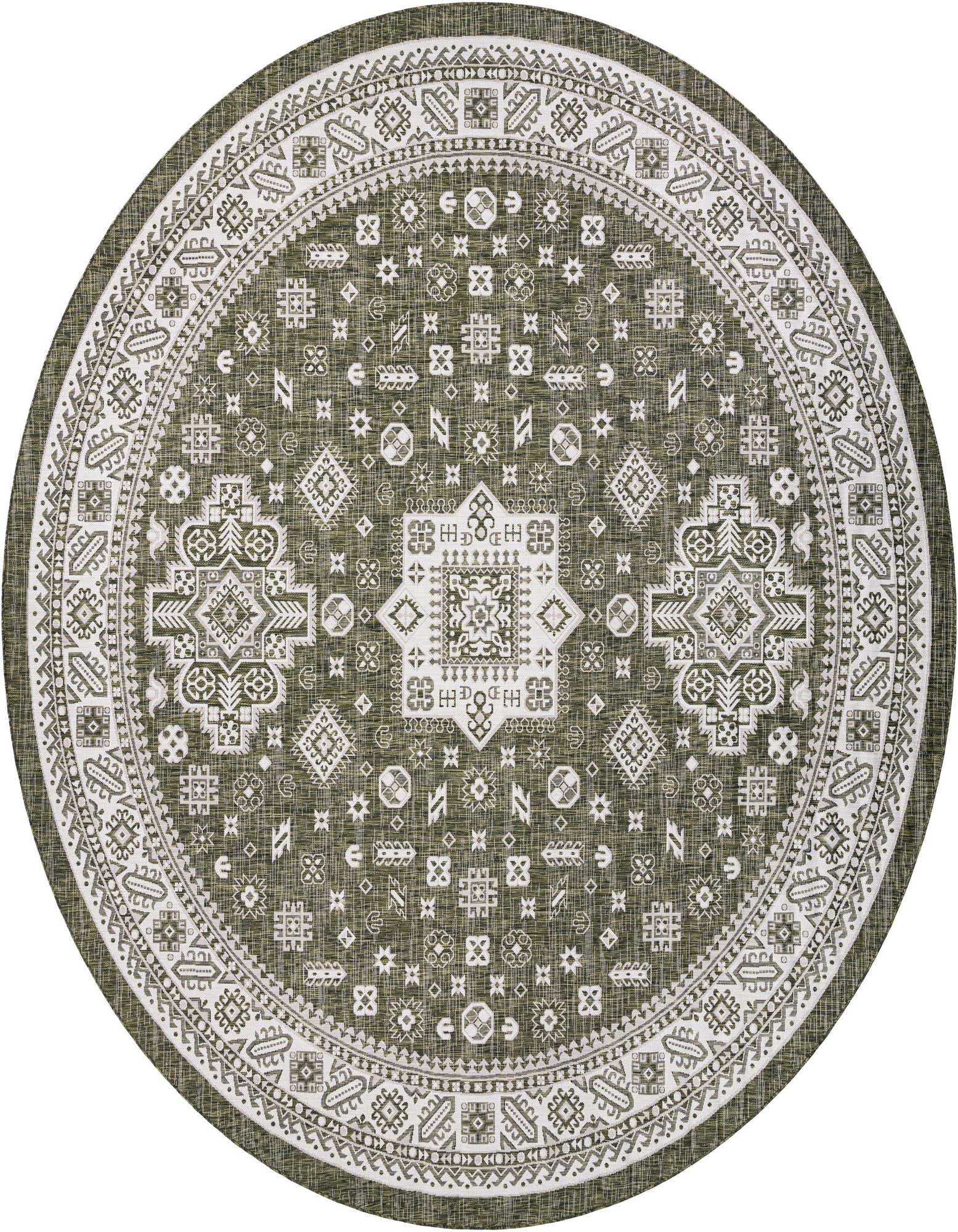 13' x 13' Easy-Clean Aztec Indoor / Outdoor Round Rug