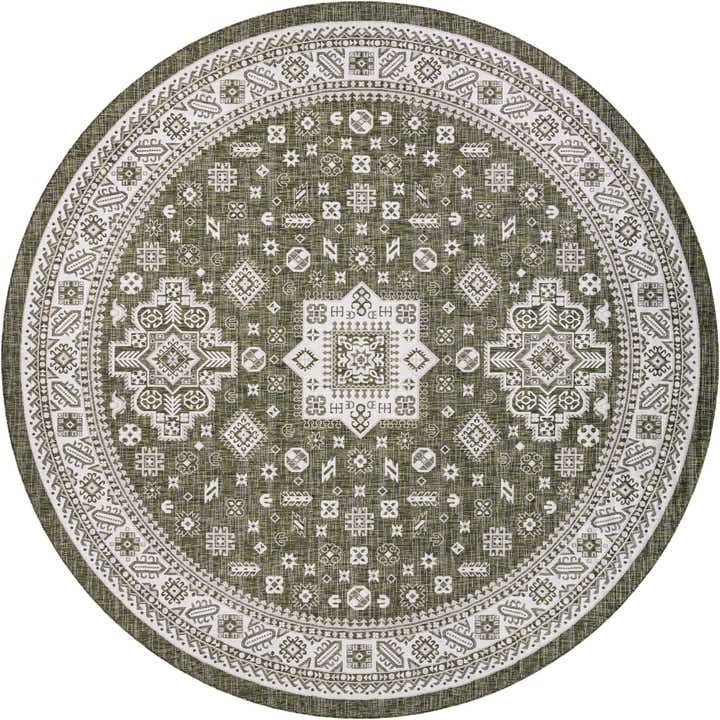 13' x 13' Easy-Clean Aztec Indoor / Outdoor Round Rug