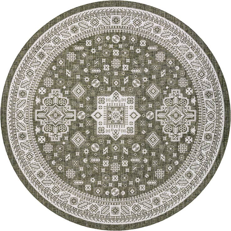Detail image of 13' x 13' Easy-Clean Aztec Indoor / Outdoor Round Rug