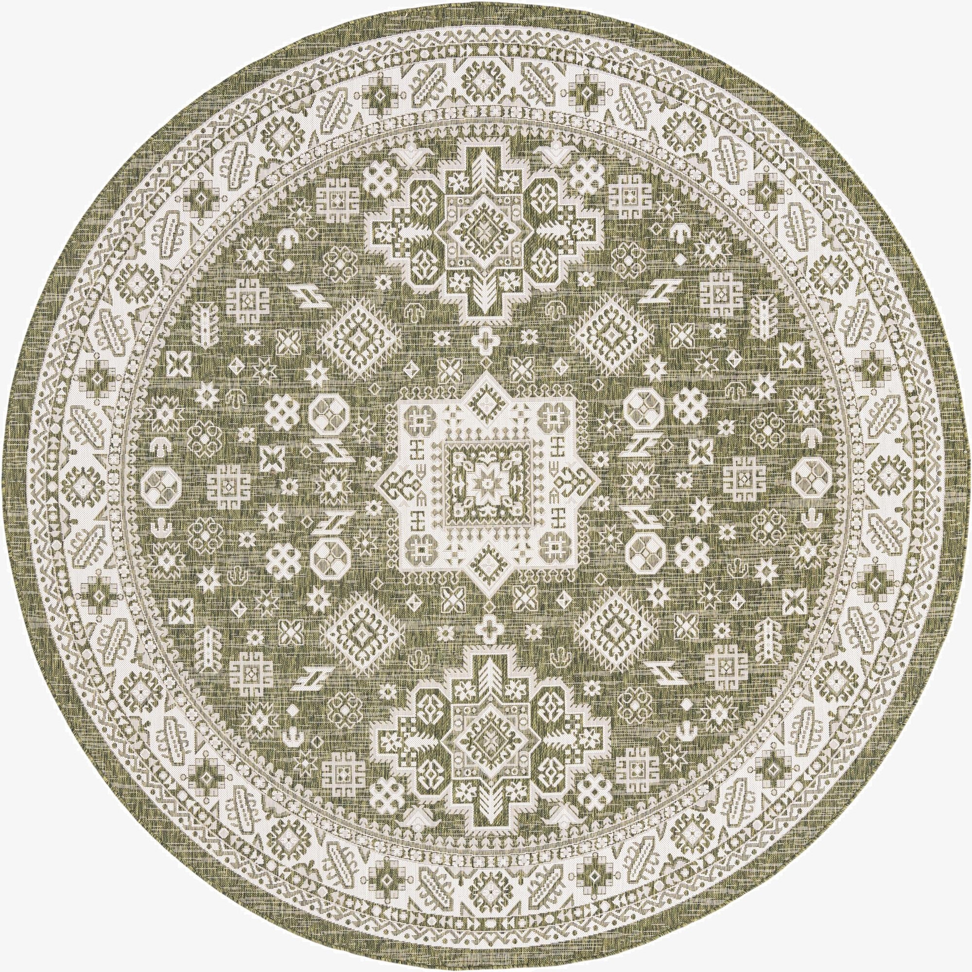 Primary image 10' x 10'  Washable Aztec Indoor / Outdoor Round Rug