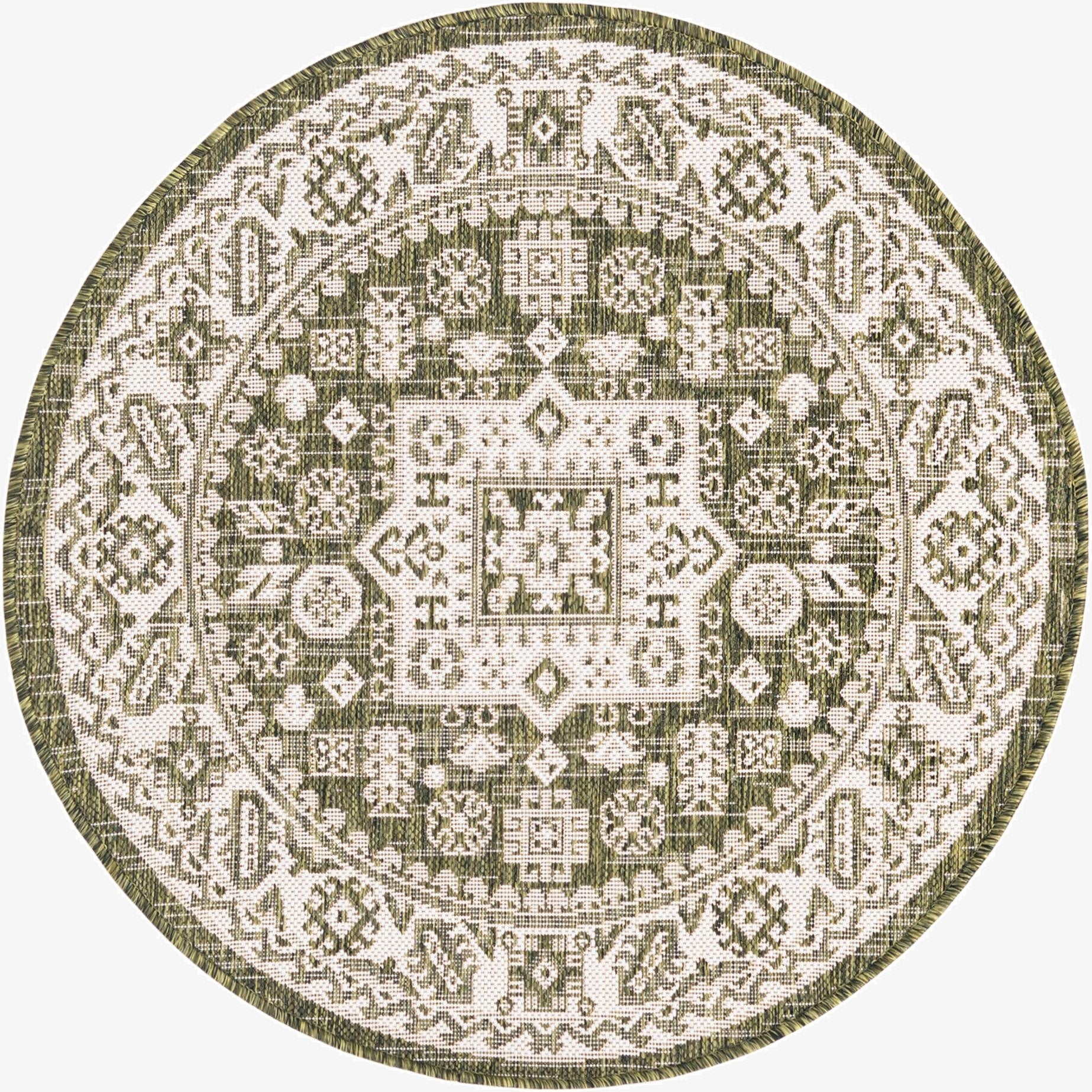 Primary image 3' x 3'  Washable Aztec Indoor / Outdoor Round Rug