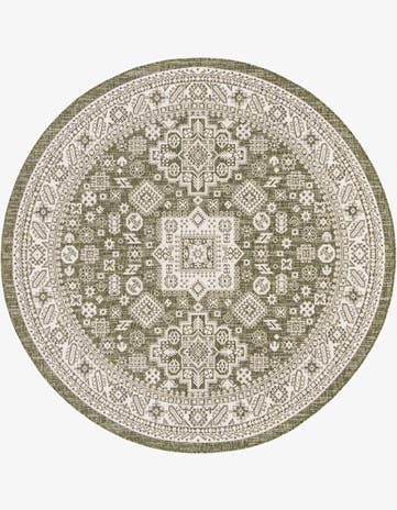 7' 10 x 7' 10 Easy-Clean Aztec Indoor / Outdoor Round Rug