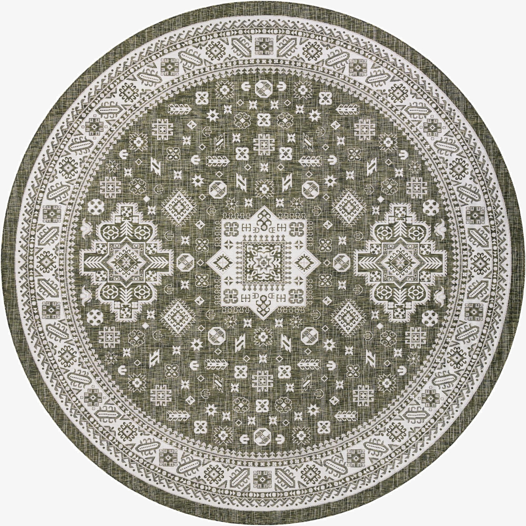 13' x 13'  Washable Aztec Indoor / Outdoor Round Rug