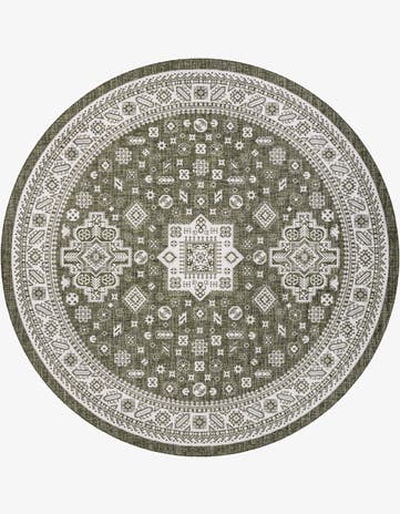 13' x 13' Easy-Clean Aztec Indoor / Outdoor Round Rug