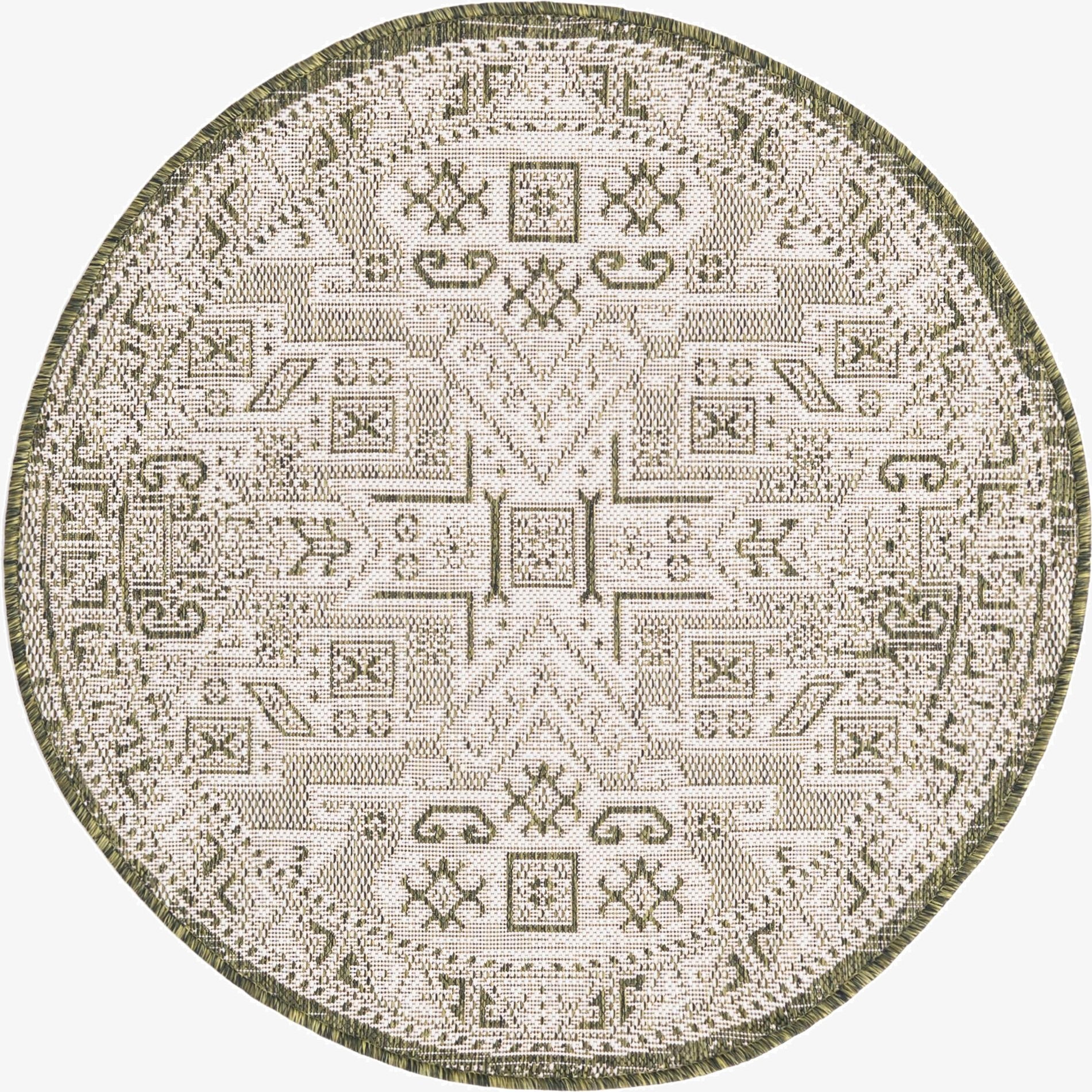3' x 3'  Washable Aztec Indoor / Outdoor Round Rug
