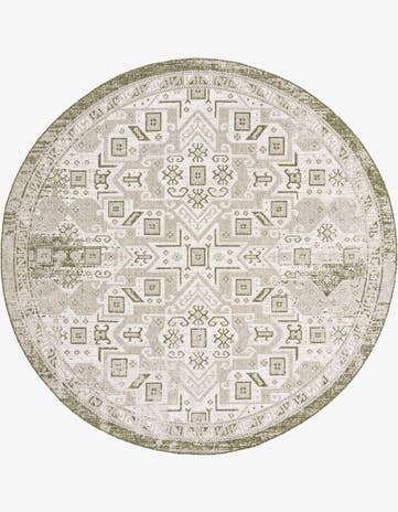 10' x 10' Easy-Clean Aztec Indoor / Outdoor Round Rug