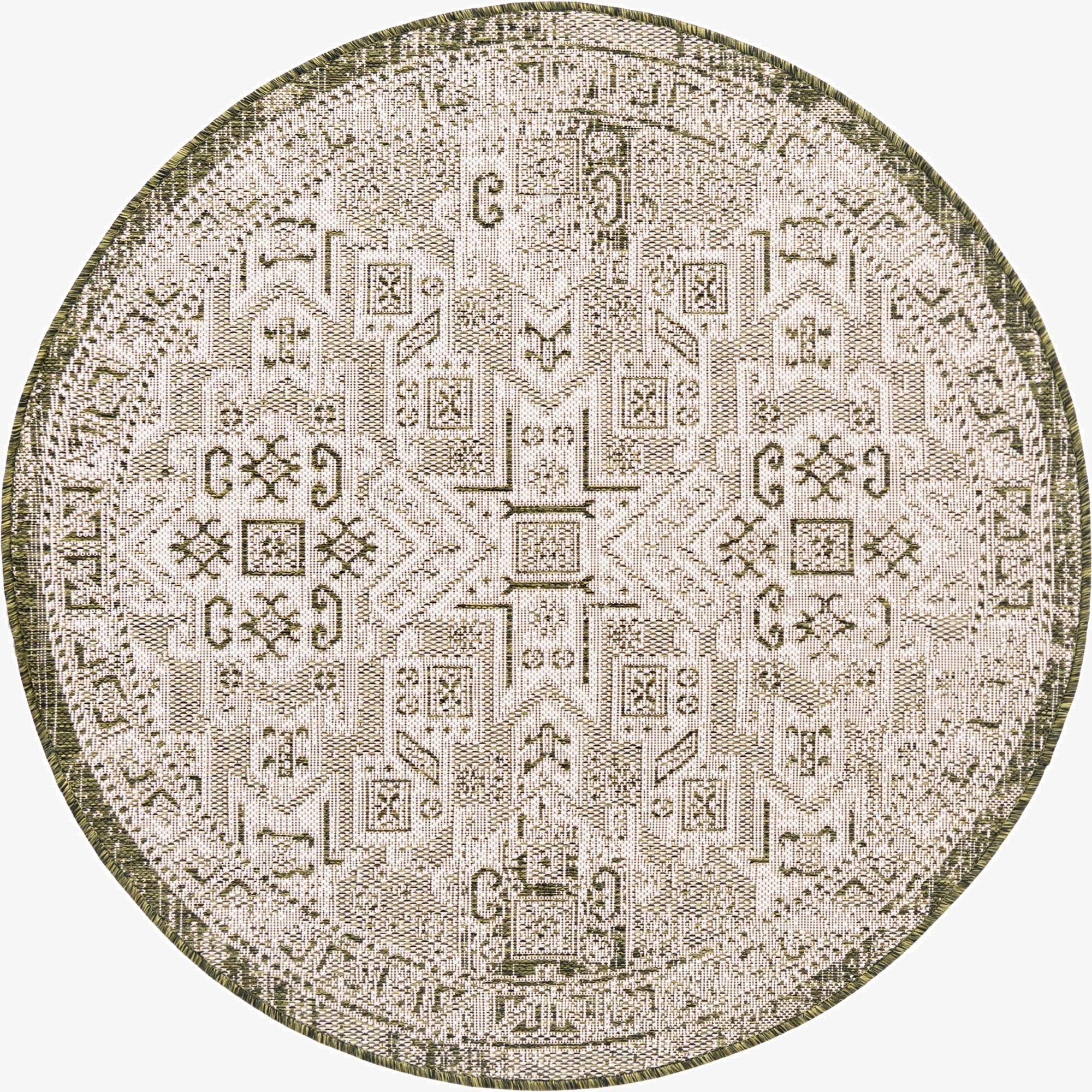 4' x 4'  Washable Aztec Indoor / Outdoor Round Rug