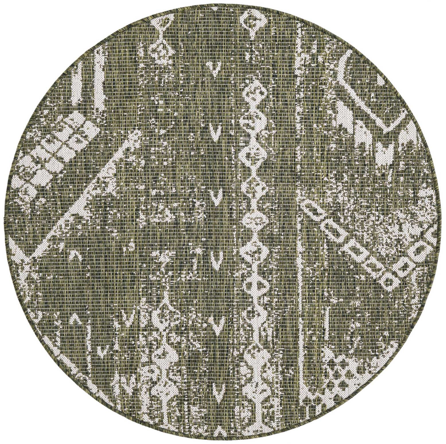 4' x 4' Easy-Clean Bohemian Indoor / Outdoor Round Rug