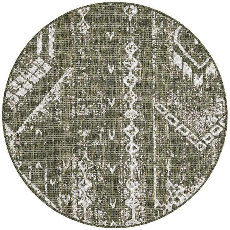 Detail image of 4' x 4' Easy-Clean Bohemian Indoor / Outdoor Round Rug
