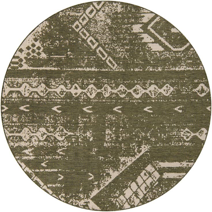 Detail image of 7' 10 x 7' 10 Easy-Clean Bohemian Indoor / Outdoor Round Rug