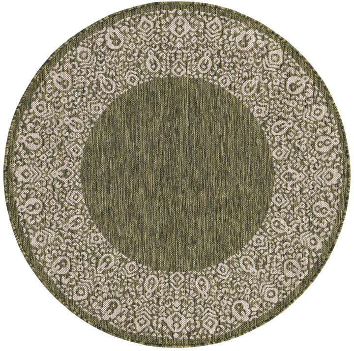 4' x 4' Easy-Clean Border Indoor / Outdoor Round Rug