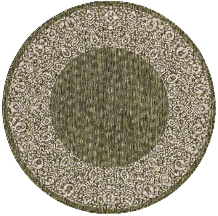 Detail image of 4' x 4' Easy-Clean Border Indoor / Outdoor Round Rug