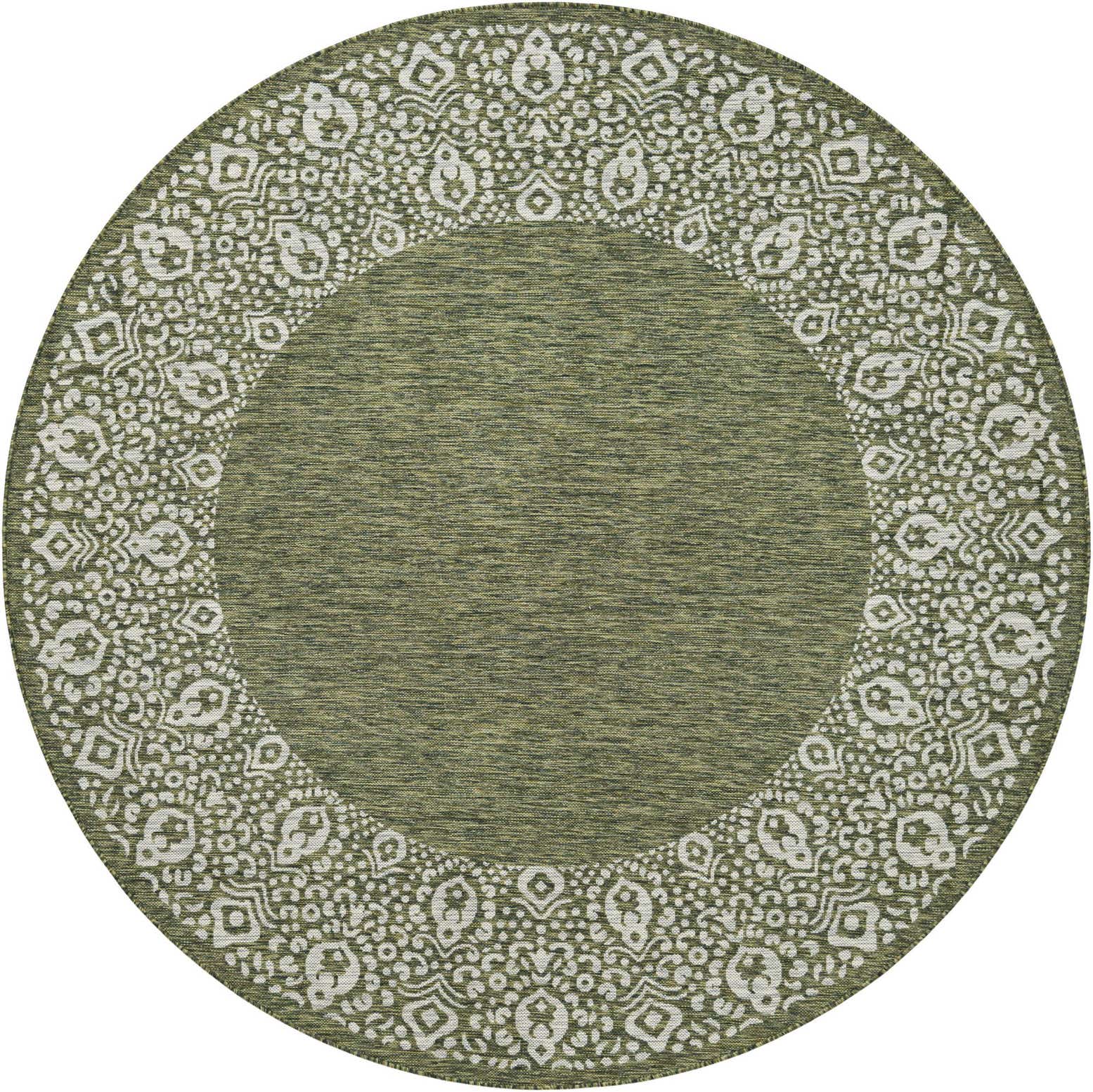 7' 10 x 7' 10 Easy-Clean Border Indoor / Outdoor Round Rug