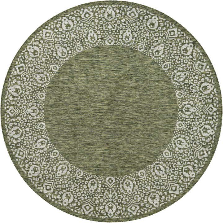 7' 10 x 7' 10 Easy-Clean Border Indoor / Outdoor Round Rug