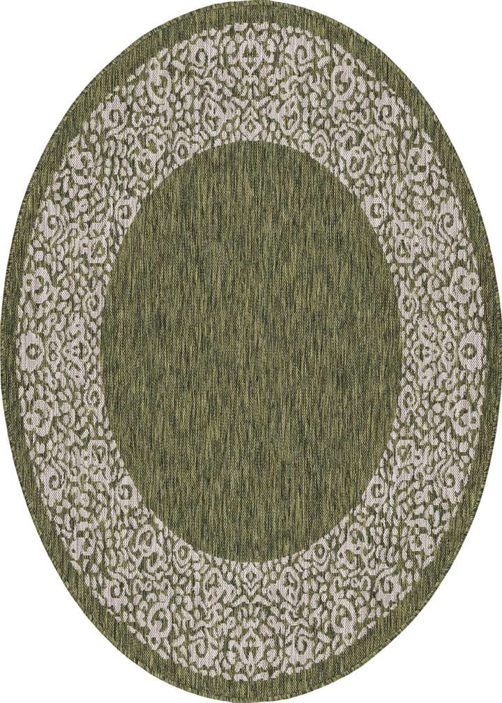 5' 3 x 5' 3 Easy-Clean Border Indoor / Outdoor Round Rug