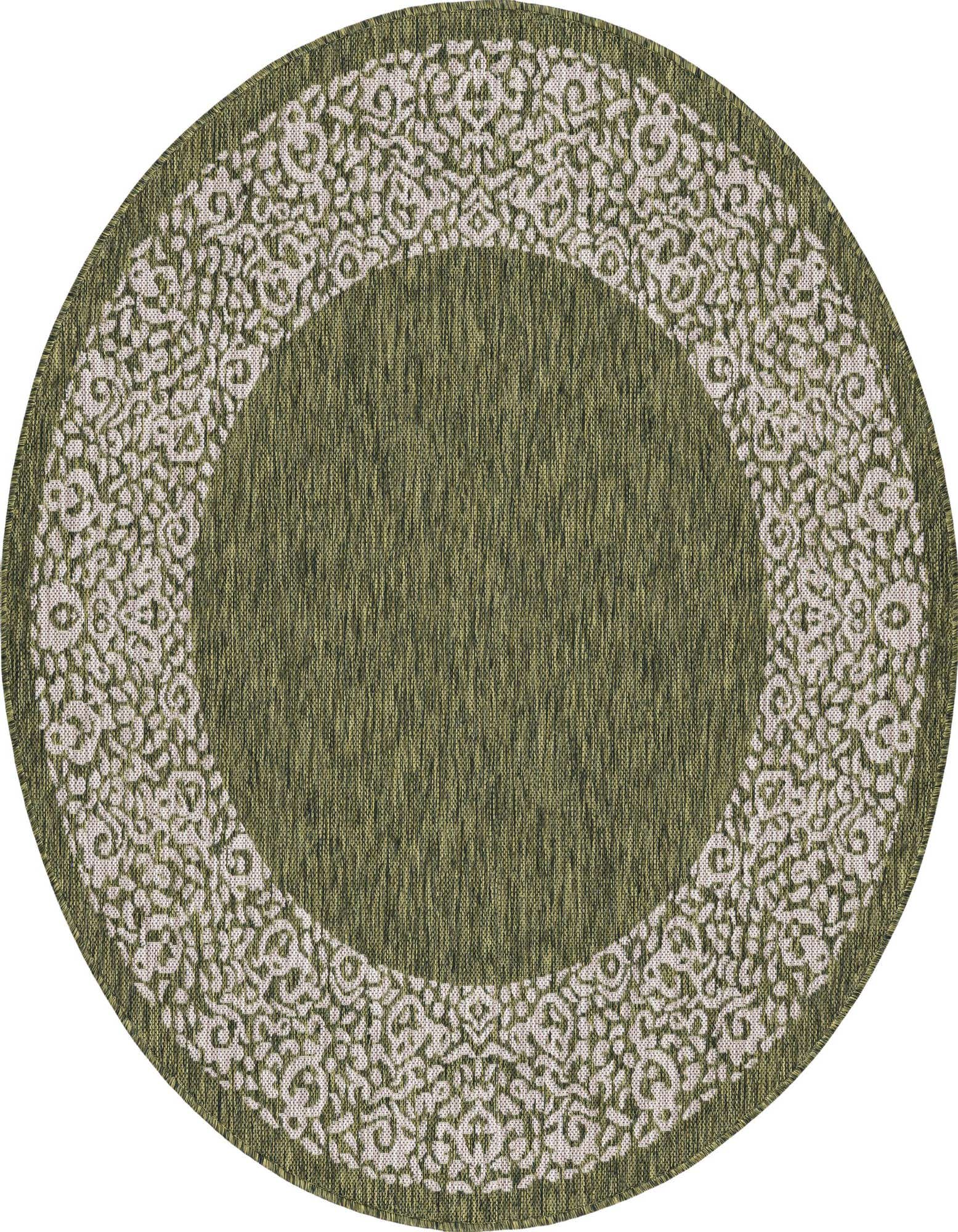 5' 3 x 5' 3 Easy-Clean Border Indoor / Outdoor Round Rug