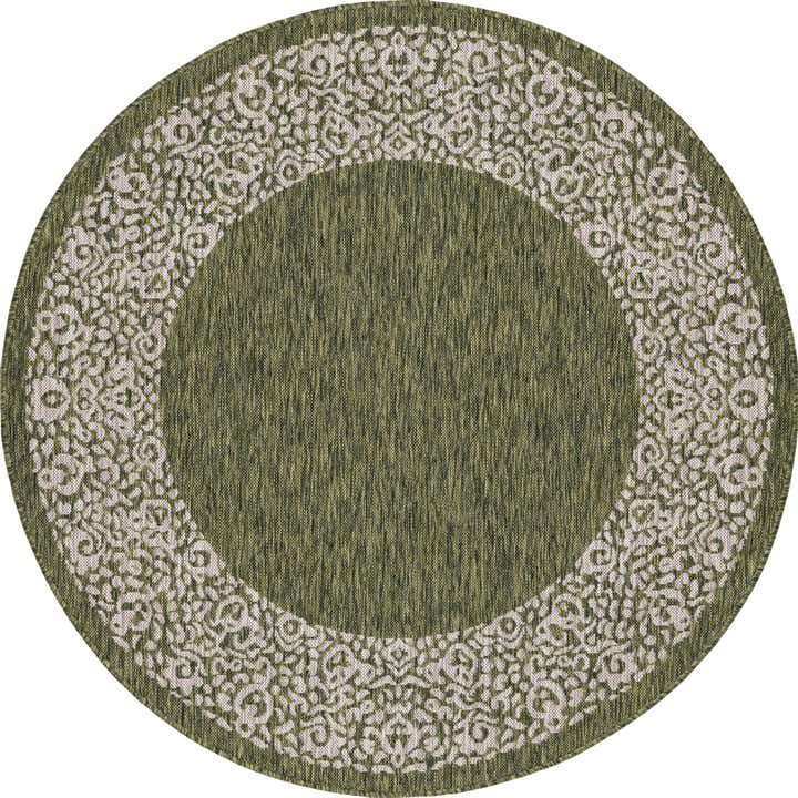 5' 3 x 5' 3 Easy-Clean Border Indoor / Outdoor Round Rug