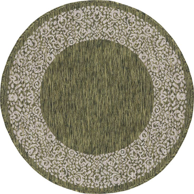 Detail image of 3' x 3' Easy-Clean Border Indoor / Outdoor Round Rug