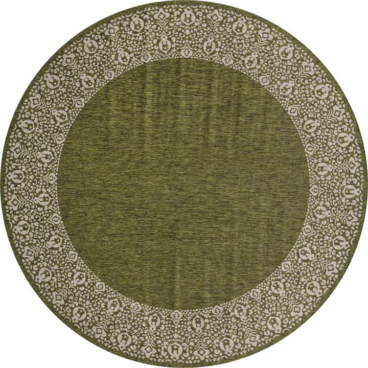 10' 8 x 10' 8 Easy-Clean Border Indoor / Outdoor Round Rug