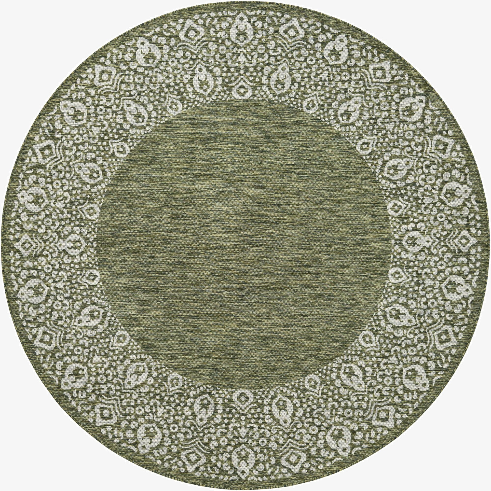 7' 10 x 7' 10  Washable Border Indoor / Outdoor Round Rug