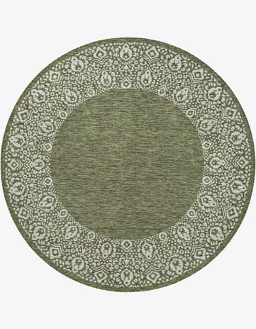 7' 10 x 7' 10 Easy-Clean Border Indoor / Outdoor Round Rug